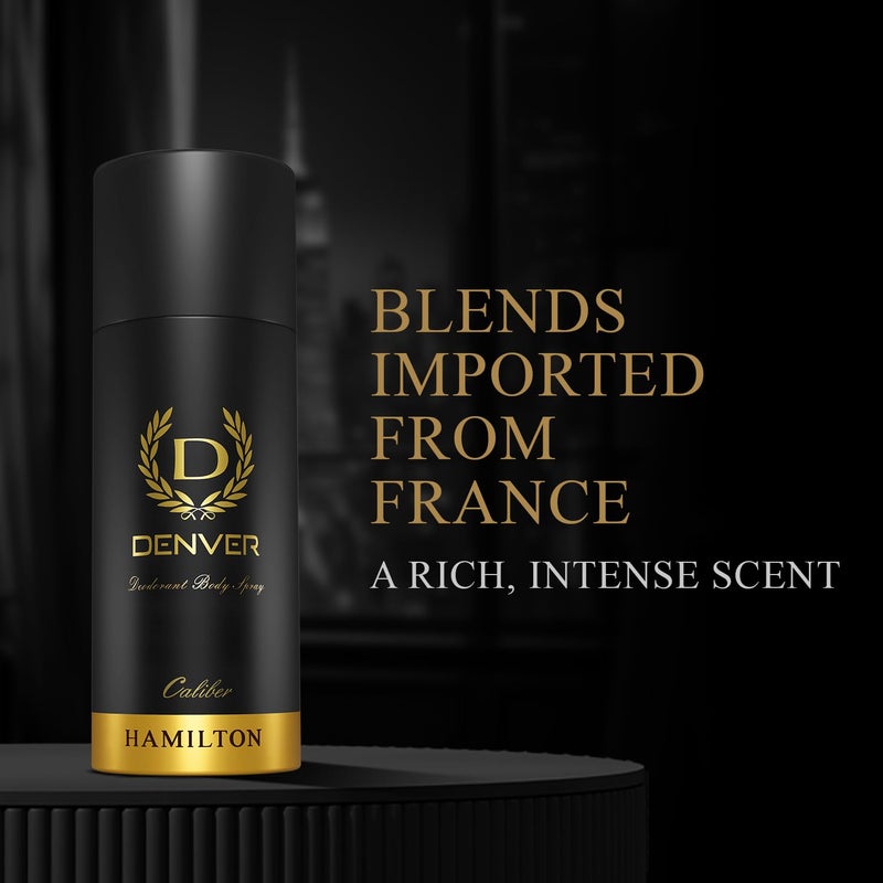 Denver Caliber Deodorant Body Spray for Men, 165ml | Long-Lasting Fragrance and Odor Protection | Fresh Green, Citrus & Spicy Notes Over a Woody Amber Base - Image 4